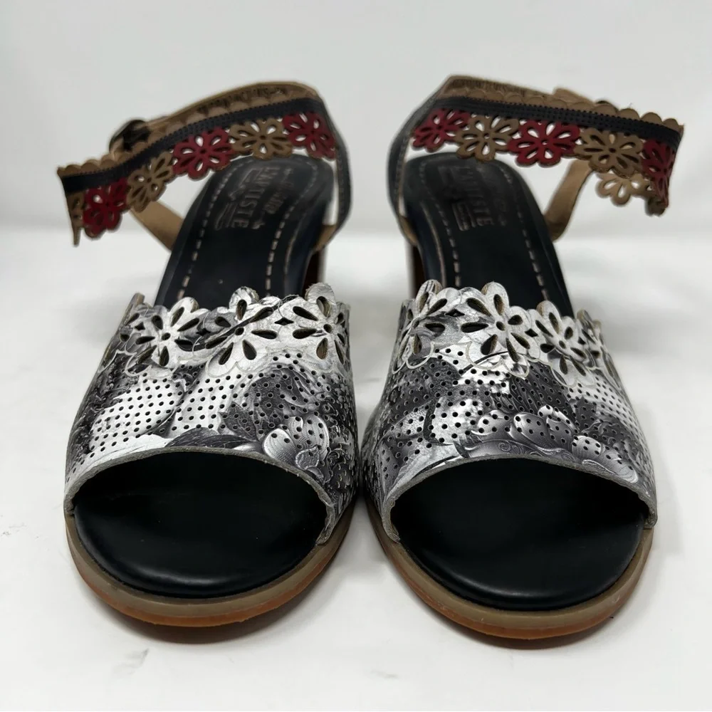 Spring Step Floral Cutout Heels - Black, White, Red
